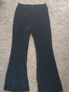 SHEIN Black Velvet Flare Trousers